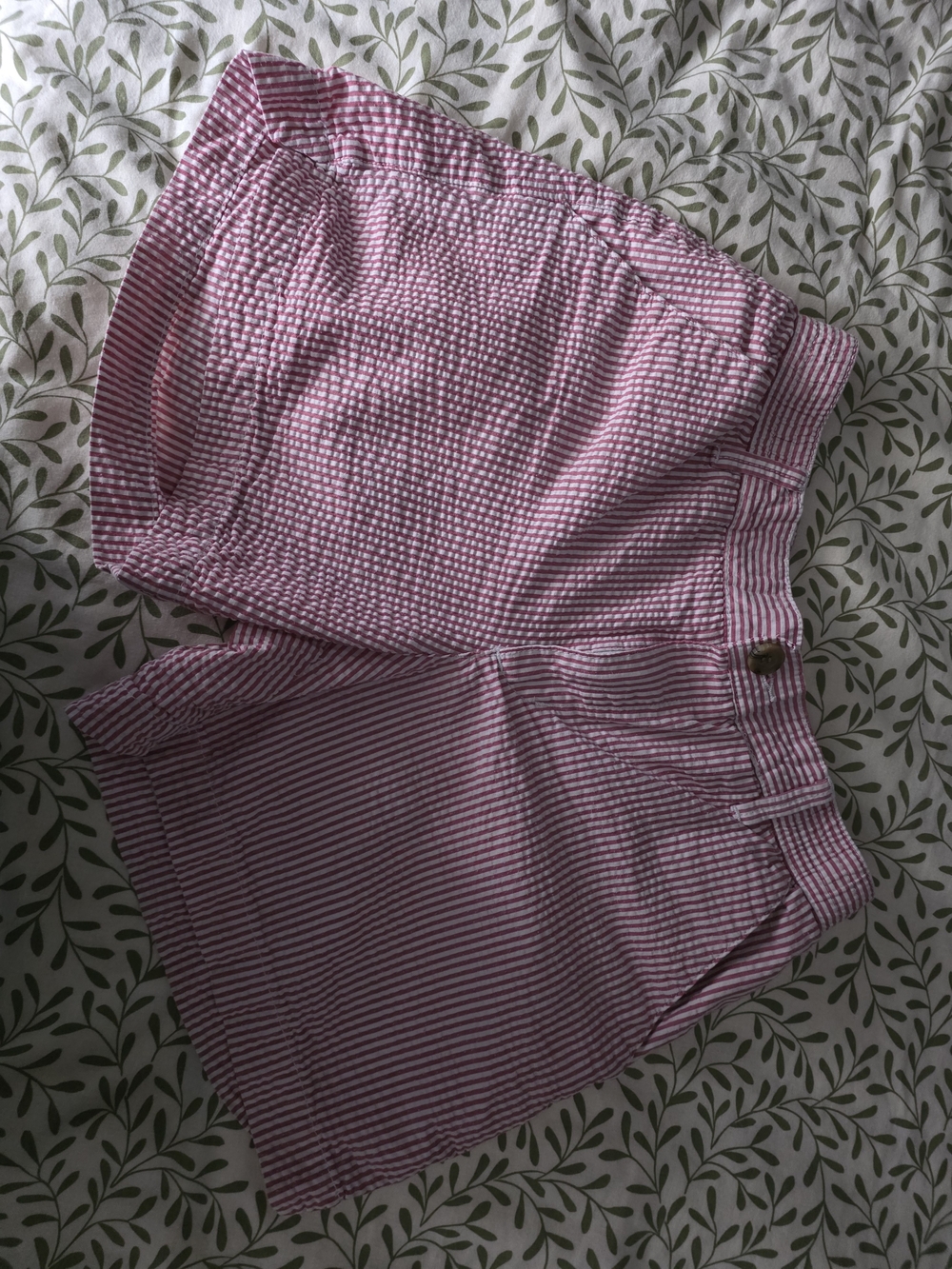 Southern Proper Red And White Striped Seersucker Bermuda Shorts
